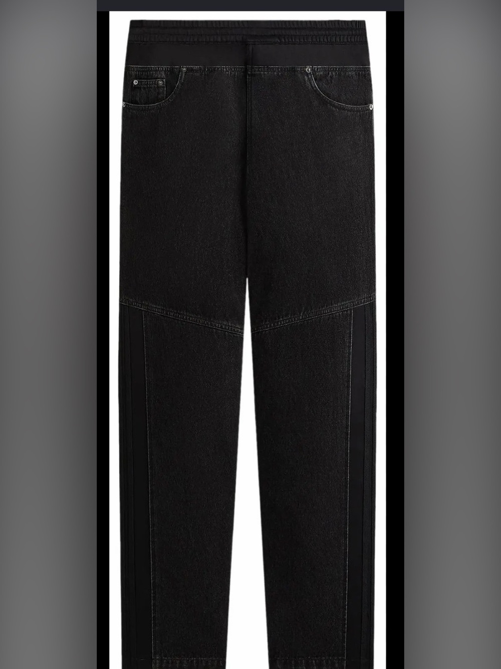 Adidas Kith Men’s size XL black side leg snap drawstring denim pants